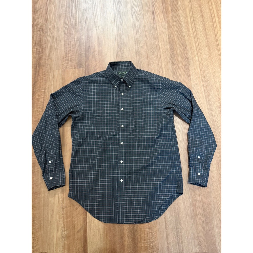 Lauren Ralph Lauren Button Down Mens 15.5 34/35 Green Plaid Classic Fit Non Iron